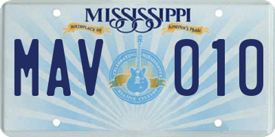 MS license plate MAV010