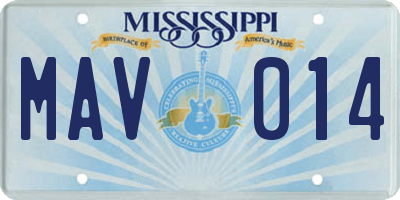 MS license plate MAV014