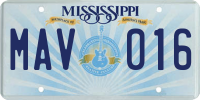 MS license plate MAV016