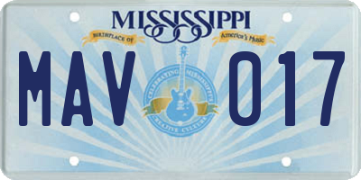 MS license plate MAV017