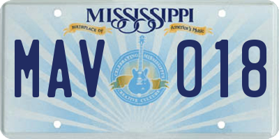 MS license plate MAV018