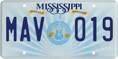 MS license plate MAV019