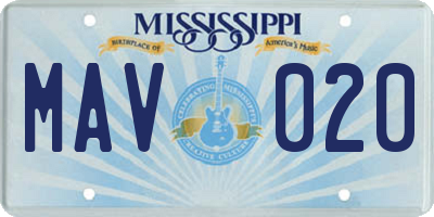 MS license plate MAV020