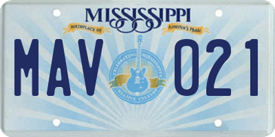 MS license plate MAV021