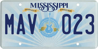 MS license plate MAV023