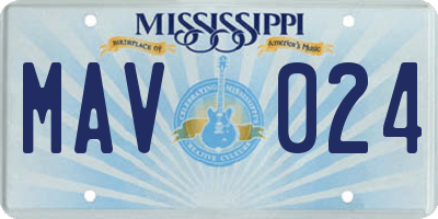 MS license plate MAV024