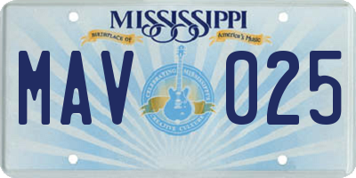 MS license plate MAV025