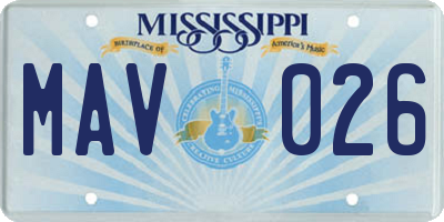 MS license plate MAV026