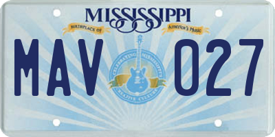 MS license plate MAV027