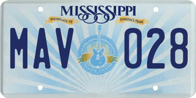 MS license plate MAV028