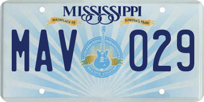 MS license plate MAV029