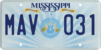 MS license plate MAV031