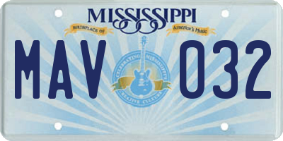 MS license plate MAV032