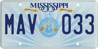 MS license plate MAV033