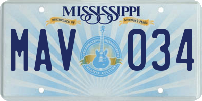 MS license plate MAV034