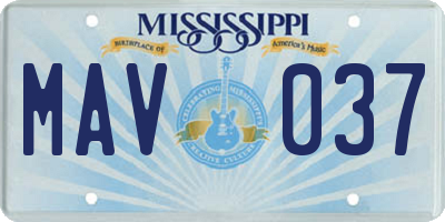 MS license plate MAV037