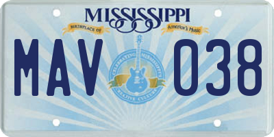 MS license plate MAV038
