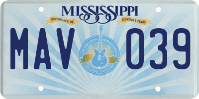 MS license plate MAV039