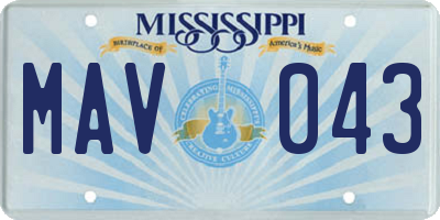 MS license plate MAV043