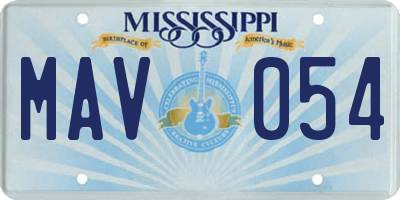 MS license plate MAV054