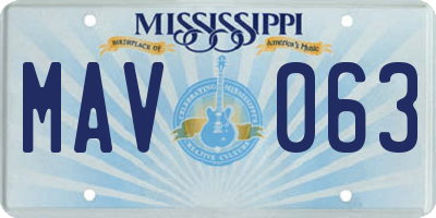 MS license plate MAV063