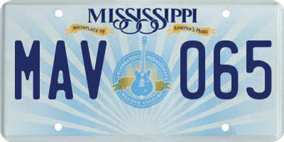 MS license plate MAV065