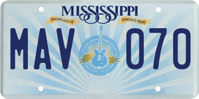 MS license plate MAV070