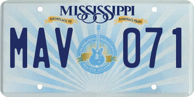 MS license plate MAV071