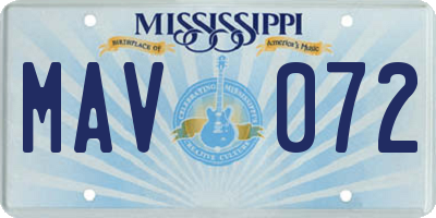 MS license plate MAV072