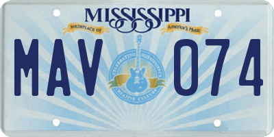 MS license plate MAV074