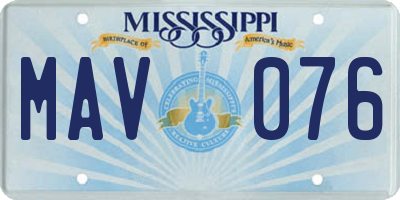 MS license plate MAV076