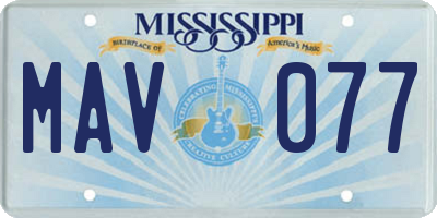 MS license plate MAV077