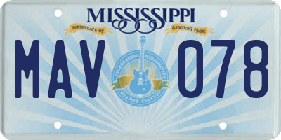 MS license plate MAV078