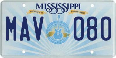 MS license plate MAV080