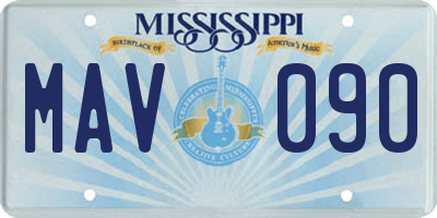 MS license plate MAV090
