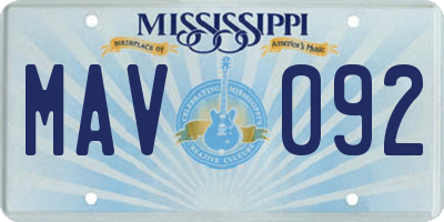 MS license plate MAV092
