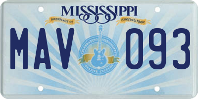 MS license plate MAV093