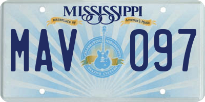 MS license plate MAV097