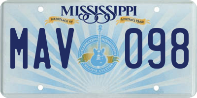 MS license plate MAV098