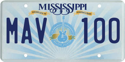 MS license plate MAV100
