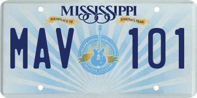 MS license plate MAV101