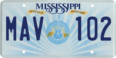 MS license plate MAV102