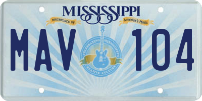 MS license plate MAV104