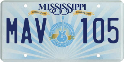 MS license plate MAV105