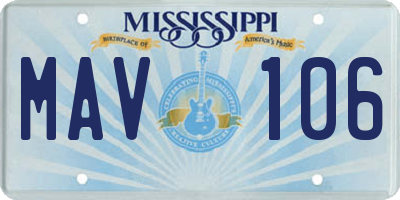 MS license plate MAV106