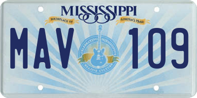 MS license plate MAV109