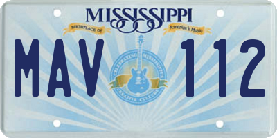 MS license plate MAV112
