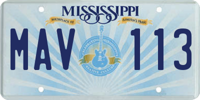 MS license plate MAV113