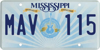 MS license plate MAV115