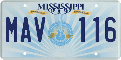 MS license plate MAV116